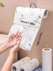 大卷一次性洗碗布、厨房纸巾、不粘印花清洁布、吸水干湿两用清洁布、可重复使用家用抹布 - 彩色 - 查看 10