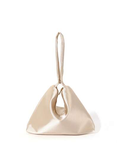 Elegant Solid Color Minimalist Faille Magnetic Triangle Handbag For Party, Wedding, Prom, Gathering