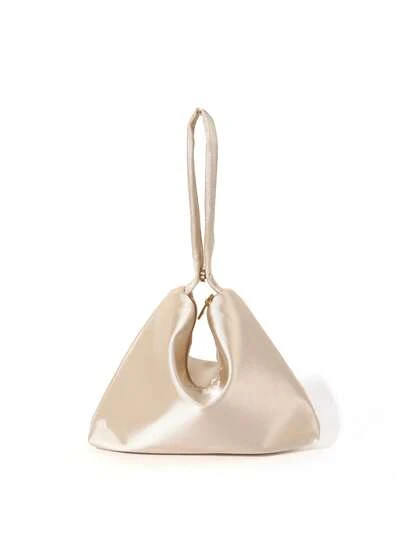 Elegant Solid Color Minimalist Faille Magnetic Triangle Handbag For Party, Wedding, Prom, Gathering