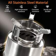 SNUOK Przenośny piecyk ze stali nierdzewnej do użytku na zewnątrz, dwuwarstwowy, promiennikowy piecyk ogniskowy, odłączany, sztaplowany palnik do plecaka piknikowego, kuchenka do gotowania, grill węglowy, domowy ogrzewacz kominkowy, dwukanałowe spalanie wtórne, kompatybilny z wieloma paliwami, artykuły na obiady rodzinne, artykuły na świąteczne przyjęcia