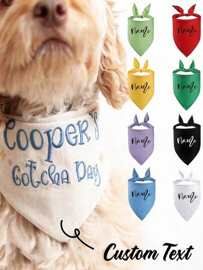 Pañuelo personalizado para mascotas, pañuelo triangular personalizado con logotipo y unicolor para perros y gatos pequeños, medianos y grandes, elegante, colorido, retro, lindo, minimalista, adorable, personalizable, único, adecuado para aniversarios, cumpleaños y otras ocasiones