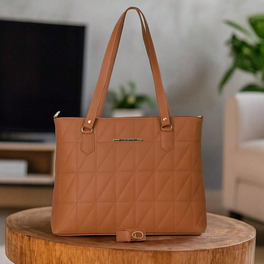 Women's Crossbody Shoulder Bag Large Shopper Bag College Work And Everyday - 駝色 - 查看 1