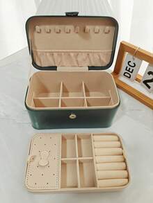 Large-Capacity Luxury Leather Double-Layer Jewelry Storage Box With Layered Design And Accessory Tray. Suitable For Women/Girls, It Can Store Earrings, Necklaces, Rings, And Bracelets. It Is The Perfect Gift For Mothers/Wives/Valentine's Day Or For Classmates And Best Friends During Back-To-School Season.,Room Decor - Multicolor - View 14