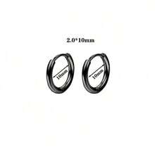 Pendientes de aro de acero inoxidable de moda unisex - Plateado - Ver 36