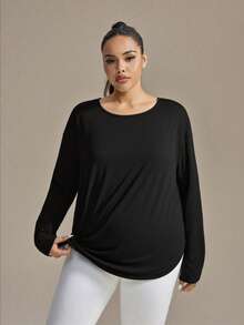 Christmas Plus Size Women's Casual Criss-Cross Back Long Sleeve T-Shirt, Fashionable Ladies Top