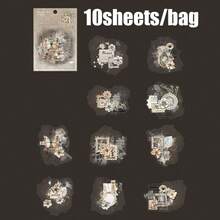 10 coli/autocolante pentru pungă, acele vremuri vechi, autocolante de fundal cu cerneală vintage, accesorii pentru albume, accesorii pentru caiete, rame foto decorative, huse pentru computer și telefon, pahare cu apă, reviste de gunoi, penare, autocolante decorative pentru birou, autocolante pentru sezonul de întoarcere la școală, rechizite școlare