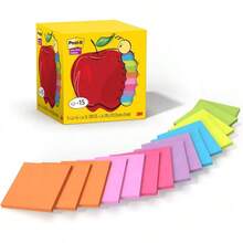 - Notas superadhesivas, colores brillantes surtidos, 3 x 3 pulgadas, 15 almohadillas para orejas por paquete, 45 hojas/bloque, 2 unidades de poder pegado, reciclable, paquete de manzana - 8 x 8 centímetros - Ver 1