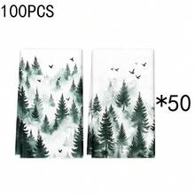 1 set/2 pièces/100 pièces Chiffons de lavage de vaisselle avec motif d'arbre de Noël vert, convient pour les salles à manger, les cuisines, les salles de bain, la décoration quotidienne, les fêtes familiales quotidiennes, la décoration de la maison et les articles ménagers de couleurs vives. Peut être offert en cadeau.