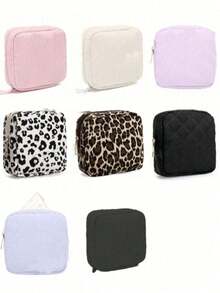 Multi-Color Sanitary Pad Storage Bag, Pink Sanitary Napkin Storage Bag, Portable Storage Bag, Large Capacity Minimalist Style, For Storing Sanitary Pads, Liners And Tampons, Essential For Girls, Great For Going Out, Striped Cosmetic Bag, Travel & Study Supplies, Travel Essential Cosmetic Bag, Holiday Essential Cosmetic Bag, Cosmetic Bag, Makeup Bag, Makeup Storage Bag, Makeup Organizer Box, Cosmetic Storage - Multicolor - View 11
