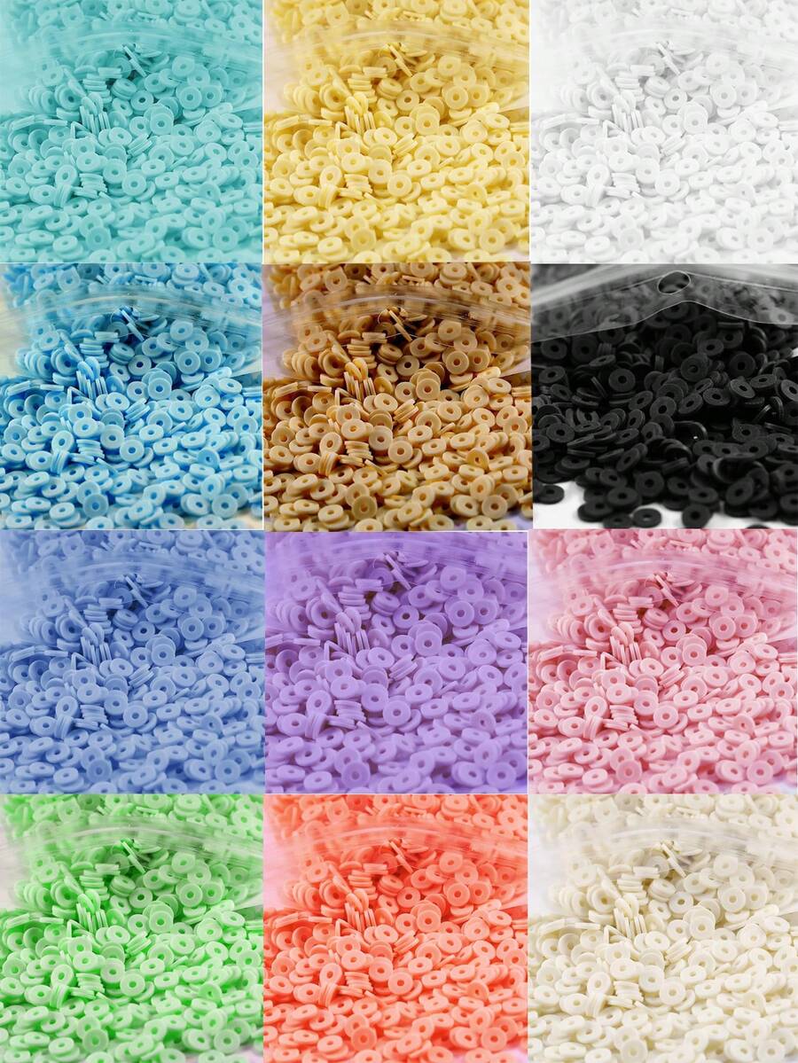 2000 piezas de cuentas de arcilla blanca para hacer pulseras, cuentas redondas planas de arcilla polimérica de 6 mm, cuentas espaciadoras Heishi para hacer joyas, aretes, pulseras, collares