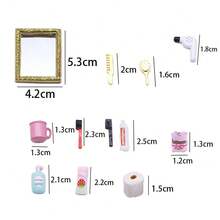 娃娃屋配件-迷你口红、香水、浴室套装、毛巾、吹风机、BJD微型沐浴场景化妆道具、微型玩具、装饰模型