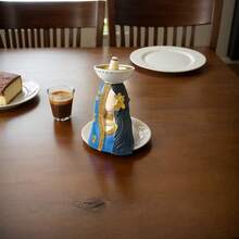 一件树脂斋月异国金线红衣美女回流香饰香炉，适用于客厅、卧室、餐桌等 - 藍色 - 查看 3