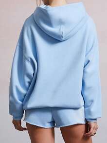 Women Fall Winter Hoodies Stylish Butterfly Embroidered Long Sleeve Pullovers Casual Loose Fit Hooded Sweatshirt Work Office Streetwear 1 Pcs 500g Rams 35% Cotton 65% Polyester Top - Blue - View 6