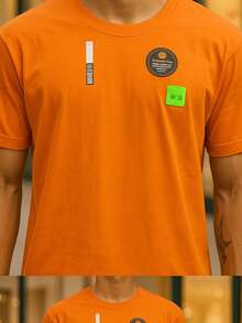 Camiseta Masculina  Camisa Malha Premium Blusa Importada Algodao Premium - Laranja - Visão 2