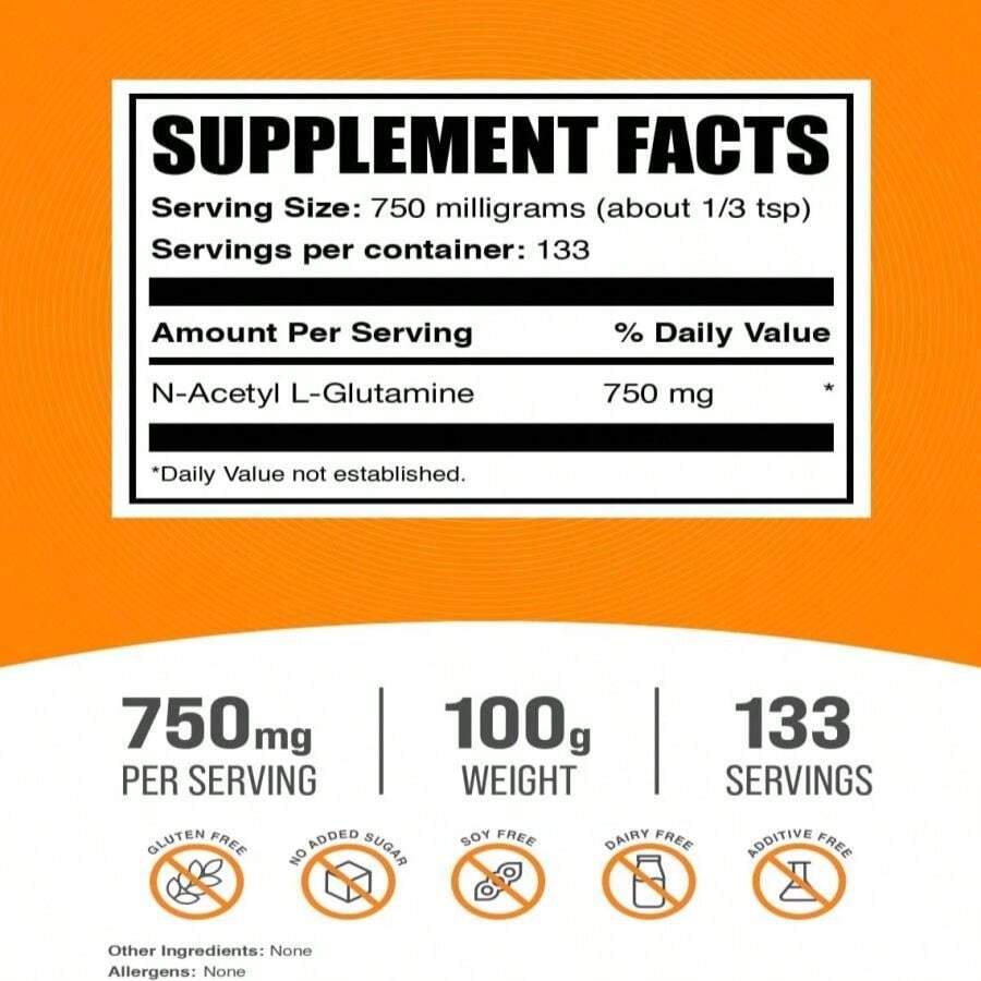 BulkSupplementscom N-Acetyl L-Glutamine Powder - Glutamine Supplement, L Glutamine Powder, Gut Health &Amp; Recovery - Gluten Free, 750mg Per Serving, 500g (11 Lbs) (Pack Of 1) - Flavor NameC - 查看 1