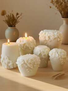 1 件圆柱形几何花卉硅胶模具 - 多用途耐热树脂/蜡烛/石膏，跨境批发、手工艺工作坊和创意 DIY 工具 - 白色 - 查看 2