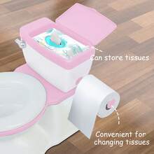 Large Toddler Potty Training Toilet Seat - Potties With Realistic Flush Sounds, Flip-Up Seat, Storage Bin, Toilet Paper Holder, And Removable Training Seat  Removable Pot, Toddler Potty Seat With Storage Tank And Toilet Paper Holder For Kids 1-3 Years Old, Blue/Pink/Grey - 粉色 - 查看 10