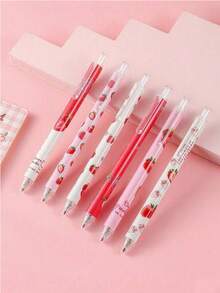 12 Stücke Cartoon Erdbeermuster Gelschreiber mit Rückzugsfunktion, Donut Duft, glatte Schreibweise, kein Tintenversagen, verschiedene Farben, Bürobedarf, Schülerbedarf, Schreibwaren, Prüfungsbedarf, kleine Trophäenpreise, kleine Schülerpreise (Zufallslieferung)