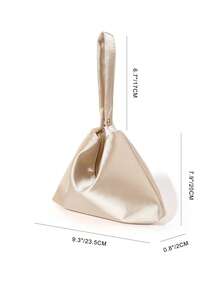 Elegant Solid Color Minimalist Faille Magnetic Triangle Handbag For Party, Wedding, Prom, Gathering