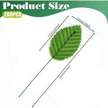 200 Pcs Artificial Leaves, 4.13x1.3 Artificial Green Leaves Faux Wired Single Wire Leaf Fake Leaf For Flower DIY Home Decorative Bouquet Wreaths Wedding