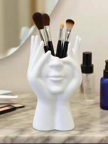 Rangement pour forme de tête de femme, décoration bohème et vase en forme de visage féminin pour étagère, support simple pour pinceaux de maquillage à la maison
