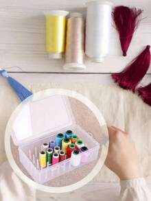 Organisateur de rangement pour 42 bobines de fil à coudre, boîte de rangement en plastique transparent pour fils à broder, étui de transport portable pour travaux d'aiguille avec poignée pour couture DIY et fournitures de couture