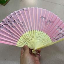 1pc Chinese Style Summer Portable Tassel Fan, Folding Fan, Ancient Style Hanfu For Men, Children Dance Small Bamboo Fan