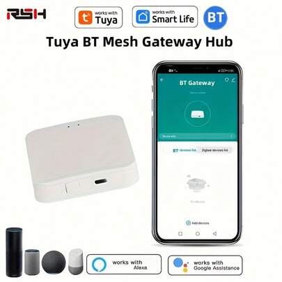 RSH 涂鸦蓝牙 Mesh 网关集线器智能家居无线网桥智能生活 APP 远程控制自动化设备与 Alexa Home 配合使用