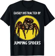Easily Distracted By Jumping Spiders Jumping Spider T-Shirt - 黑色 - 查看 1
