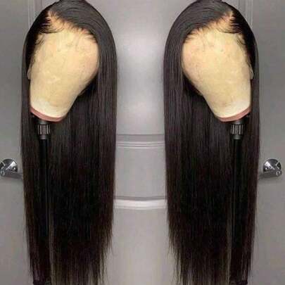 CUEKI Ready To Go Glueless Wigs Human Hair Fiber Mix Bob Straight 13x4 Lace Front Wigs Human Hair Blended 8-34 Inches 180% Density No Glue Closure Lace Front Straight Bob Wigs For Women(Bob Wig 8-14inch)