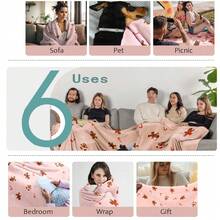 1 件法兰绒毯子，带有圣诞元素设计，包括圣诞老人、雪人、姜饼人和麋鹿图案，超柔软、温暖舒适的沙发床毯，可用作空调毯和冷却毯，是送给家人和朋友的理想圣诞礼物，带有有趣图案的创意家居装饰