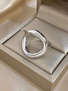 1 件镀层不锈钢开口可调节女士戒指，简约时尚圆形个性日常珠宝，万圣节周年纪念日情人节礼物，妈妈礼物，圣诞节感恩节日常派对礼物，送给女朋友和妻子 - 彩色 - 查看 7