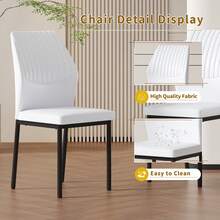 MUUOKY Modern Dining Chairs Set Of 6, Kitchen Modern Metal Chairs With Faux PU Leather Padded Seat High Back And Sturdy Gold Legs, Chairs For Dining Room, Kitchen, Living Room, Living Room, Office,  Bedroom, Kitchen, Apartment, Easy To Clean, Easy To Assembly, Home Decor - 白色+黑色 - 查看 4
