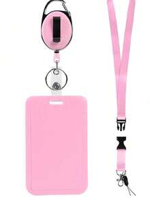 Customizable Name Badge Holder Set, Retractable Clip ID Card Holder, Lanyard, Badge Card Holder, Chest Badge Card, Detachable Lanyard, Including Lanyard, Retractable Clip, Badge Card, Suitable For Customized Work Card Holders, School Season Back To School Student ID Card, Meal Card, Bus Card, Utilities Card Holder