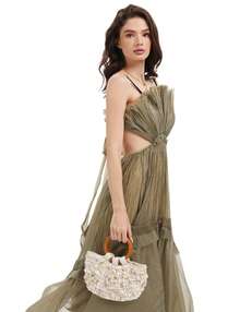 Shell Purse For Women Handmade Seashell Beaded Clutch Beach Wooden Top Handle Bag - trắng - Xem 4