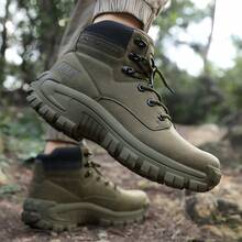 5.AA Men's Desert Jungle Hiking Boots, Zipper Tactical Boots, Lightweight Non-Slip High Top Boots For Mountaineering Hunting Exploration - Army Green - View 10