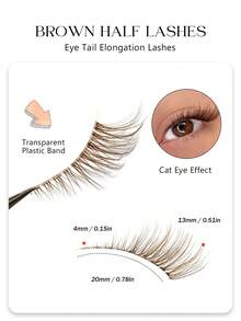 7/14/21 Pairs Brown Natural Look Corner False Eyelashes, Transparent Band, Soft & Fluffy Cat Eye End Eye Elongated False Eyelashes Naturally Half-Eye Cross Reusable Lashes