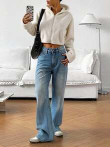 Women Faux Fur Coats - Cream - View 1