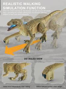 1 pieza Juguete de dinosaurio con control remoto (para niños de 3 a 5 años), juguete de Velociraptor jurásico, dinosaurio robot con control remoto electrónico con función de caminar, efecto de rugido, función de demostración, adecuado para regalos de cumpleaños, Navidad, Halloween, Pascua para niños y niñas de 3 a 12 años