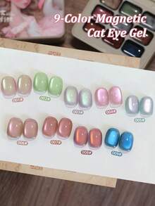 9色猫眼胶水晕染罐装高饱和度流行半固态指甲油胶水美甲沙龙专用美甲 - 彩色 - 查看 5