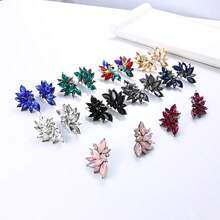 Fashionable Minimalist Colorful Diamond Series Geometric Glass Rhinestone Sparkling Fully Paved Drop Earrings