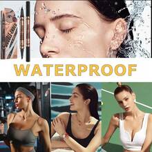 Caneta Delineadora e Microblading de Sobrancelha 2 em 1 À Prova d'Água, Caneta Delineadora de Ponta Dupla à Prova de Borrões e Lápis de Sobrancelha de Longa Duração, Duo de Maquiagem Fácil de Viajar para Iniciantes