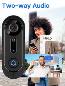 2K Wide Video Doorbell Camera, Wireless Indoor Chime, Free Cloud Storage And 32GB Micro SD Card, 2K Wide Live Video, 2K Night Vision, Weaterproof, Easy To Insallation, Human Detection And Motion Detection, Alert Message, Indoor/Outdoor - 黑色 - 查看 5