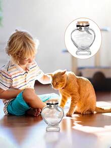 1pc Custom Pet Hair Memorial Bottle, Custom Pet Fur Hair Memorial Keepsake Jar,Pet Fur Keepsake, Pet Hair Memento, Pet Memorial Urn Box For Ashes, Heart Bottle Pet Loss Dog Cat Memorial Gifts - Multicolor - View 4