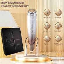 六合一面部按摩器，USB充电，三档模式，射频紧致淡化皱纹模式，冷热自动调节，提拉紧致面部按摩器，光子LED光疗面部及颈部按摩