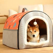 Casa cerrada para mascotas, cama cálida para perros, villa para gatos, nido para mascotas para perros y gatos en todas las estaciones