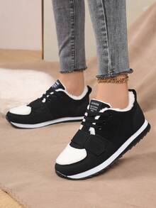 Botas de nieve forradas térmicas para otoño/invierno, zapatos versátiles antideslizantes para senderismo al aire libre para mujeres, botas de piel