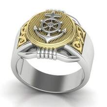 New Ring Fashion Two-Tone Creative Anchor Shape Men's Ring  Internet Celebrity Jewelry Simple And Elegant Suitable For Daily Wear Or Party Fashion Women's Ring Jewelry Accessories Exquisite Gift For Women Simple And Elegant, Suitable For Daily Wear Or Party Fashion Women's Ring, Jewelry Accessory, It's An Exquisite Gift For Women. - 船錨戒指 - 查看 1