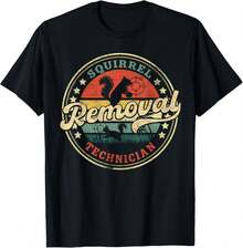 Squirrel Removal Technician Funny Wildlife Control Vintage T-Shirt - 黑色 - 查看 1