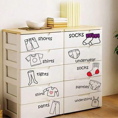 20 件/套服装标签贴纸，儿童卧室衣柜装饰贴纸，自粘背景装饰贴纸，适用于儿童房橱柜装饰